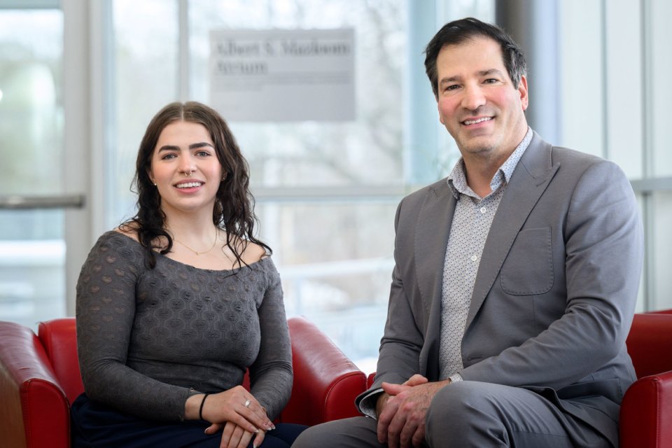 Grace VanEtten '26 and Professor Christopher Riddle